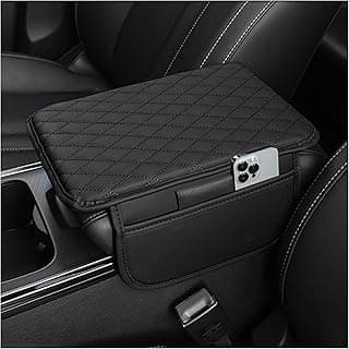 Upgraded Car Center Console Cover,Microfiber Leather Car Armrest Cover Cushion with 2 Storage Bags,Car Armrest Storage Box Car Interior Accessories for Most Vehicles (Black)