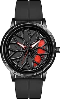 Shocknshop RevolveX Rotating Hollow Wheel Hub Creative Fashion Analog Silicone Magnetic Strap Wrist Watch for Men Boys -WCH368