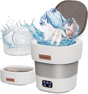 Portable Washing Machine 12L Upgraded | Foldable Mini Washer with Spin Basket & 3 Modes Deep Cleaning | for Underwear, Socks, Baby Clothes | Travel, Apartment, Dorm, RV Use