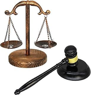 Owlgift Owlgift Justice Balance Scale and Gavel Set – 8” Courtroom Decor with Wooden Base – Decorative Gift for Lawyers, Judges, Auctioneers & Students