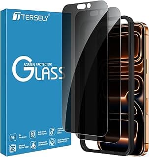 [2-Pack] T Tersely Privacy Screen Protector for iPhone 17 Pro 6.3-Inch 2025 with Installation Alignment Frame, Private Matte Anti-Spy Tempered Glass-Friendly Curved
