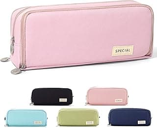 CICIMELON Large Capacity Pencil Case 3 Compartment Pouch Pen Bag for School Teen Girl Boy Men Women, Pink, Lightweight,travel