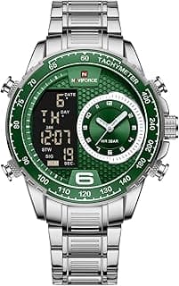 Naviforce Watch for Men Dual Display Digital Quartz Watches Multifunctional Business Stainless Steel Wristwatch