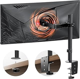 HEYMIX LIFE Single Monitor Arm -Single Monitor Stand With Extention Arm,Ergonomic Vesa Arm Mount Arm For 13-32" Gaming Screen Up To 8Kgs,Vesa Mount Stand 75Mm/100Mm,C-Clamp & Grommet 2-Way Assembling