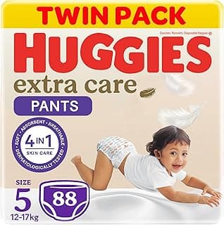 Huggies, Extra Care Culottes, Size 5 (12-17 kg), Twin Jumbo Pack of 88 Baby Diaper Pants, Cloud Soft Waistband, Soft Pillows Absorb in Seconds, Easy & Convenient, With Extra Protection