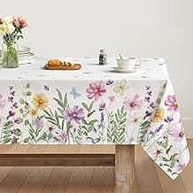 Artoid Mode Floral Butterfly Summer Rectangle Table Cloth, 60x84 Inch Summer Holiday Kitchen Dining Table Decoration for Home Party Decor