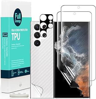 Ibywind [Pack of 2] Samsung Galaxy S22 Ultra 5G Screen protector (6.8 Inch) with Camer lens protector and Back Carbon Fiber Film,Bubble-Free,Smart Film Tech,99% HD Clear,Easy to install