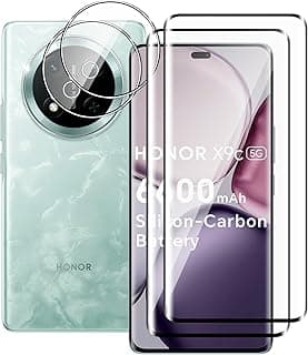 2 Tempered Glass Compatible with Honor X9c, and 2 camera tempered glass,3D Full Screen Protection,9H Hardness,Scratch Resistant,Bubble Free,HD protective films