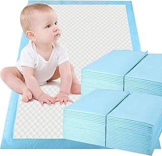 SKY-TOUCH 40 Pieces Baby Disposable Changing Pads,Waterproof Baby Changing Pads, 60x60cm(L-Size), Highly Absorbent Leakproof Changing Pad Baby, Ultra soft Diaper Changing Mat Underpads for Baby - Blue