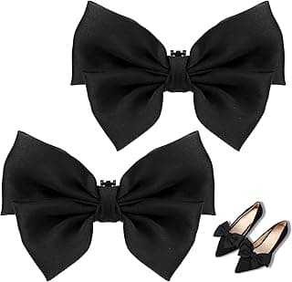KALIONE 2 Pieces Decorative Shoe Clips, Bow Shoe Clips, Removable Satin Bow Shoe Clips, Plain Shoe Clips, Elegant Wedding Party Shoe Buckle Accessories for Women and Girls