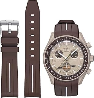 BONACE Strap for Omega x Swatch MoonSwatch/Rolex Watch/SEIKO Watch, 20mm Soft Rubber Omega X Swatch Moonswatch Moonswatch Speedmaster Replacement Band Curved Moonswatch Swatch Strap Without Gaps for