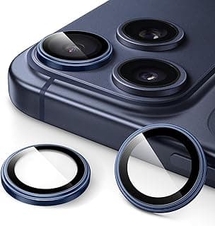 JETech Camera Lens Protector for iPhone 17 Pro 6.3-Inch and iPhone 17 Pro Max 6.9-Inch, 1:1 Invisible Fit, 9H Tempered Glass Metal Individual Ring Cover, HD Clear, 1 Set (Deep Blue)