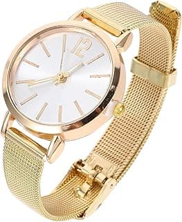 Azonee Azonee Women's Bracelet Watch with Ultra-Thin Mesh Band, Elegant Luxury Fashion Wristwatch for Ladies, Easy-to-Read Dial, Minimalist Gold Watch for Women, Stylish Dress Watch for Daily (Golden)