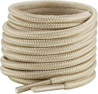 Dafannis Round Shoelaces for Boots (4mm) - Laces for Boots, Work Boots, Hiking & Athletic Shoes - 2 Pairs Round Shoelaces for Trainers & Outdoors