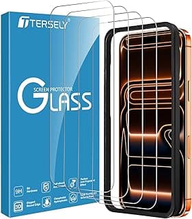 [4 Pack] T Tersely Screen Protector for iPhone 17 Pro Max 6.9-Inch 2025, Tempered Glass with Installation Alignment Frame,Case Friendly,HD Clear