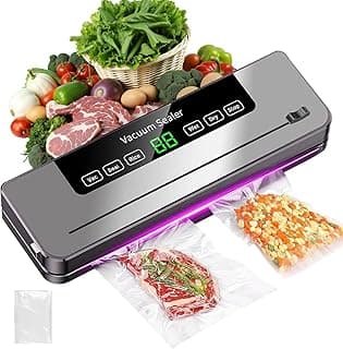 AMINAC Vacuum Sealer Machine, 6-in-1 Food Sealer for Freshness Storage, One-Touch Automatic Food Vacuum Packer With Starter Kits Built-in Cutter, Dry/Wet Modes Ideal for Food Preservation Storage