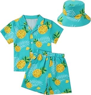 Hotfiary Boy's Boys Hawaiian Outfits Boys Hawaiian Shorts Set