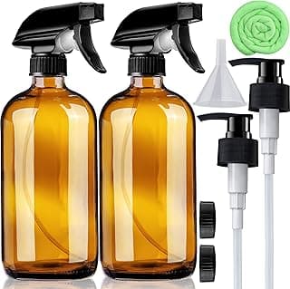 veyiina nero Amber Glass Spray Bottles 16 oz Pump Bottle (2 Pack) Refillable Cosmetic Containers Brown Mist & Stream Mister for Essential Oil Products Shampoo Soap Cleaning Bottles Or Aromatherapy Sprayer Plant