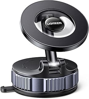 UGREEN Car Phone Holder for Magsafe Car Mount Strong 3600gf Magnetic Mobile Holder with Vacuum Suction Base & 360° Rotating Metal Arm for iPhone 17/16/15 Series & Android Universal Phone Stand