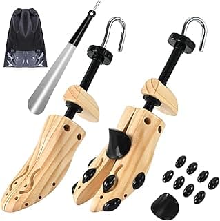 JJDPARTS Wooden Shoe Stretcher, Pair 4-Way Shoe Expander Widener Wooden Shoe Tree Extender spiral pattern for Women and Men