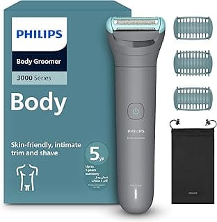 Philips Body Groomer BG3485/15 | Trim & shave body hair | 100% showerproof | Close, skin-comfort results | 2/3/5 mm combs | Up to 80 min cordless | Battery indicator | USB charging | Easy to clean