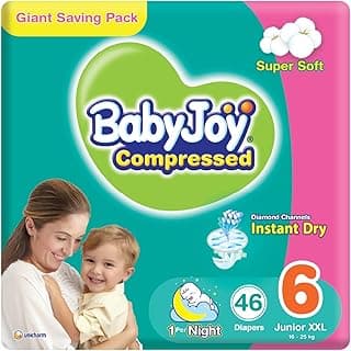 Babyjoy Compressed Diamond Pad Diaper, Giant Pack Junior XXL Size 6, Count 46, 16+ Kg