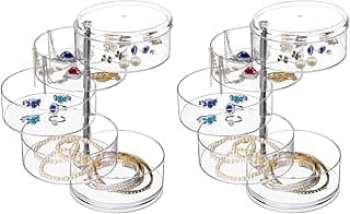 ALMEKAQUZ ALMEKAQUZ 2Pack 5-Layers Rotatable Jewelry Storage Organizer Box for Earrings Hair Accessories & Beauty Supplies Earrings Necklaces Bracelets (5-Layers)