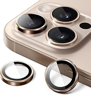 JETech Camera Lens Protector for iPhone 16 Pro 6.3-Inch and iPhone 16 Pro Max 6.9-Inch, 9H Tempered Glass Metal Individual Ring Cover, HD Clear, 1 Set (Desert Titanium)