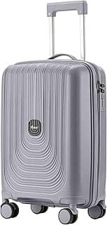 Senator Unisex Hard Case Luggage Lightweight PP Fashion Trolley Luggage with 4 Double Spinner Wheel and 3-Digit Combination Lock KH1009 (Carry-On 20-Inch, Light Grey)
