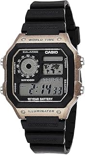 Casio Casio AE1200WH Series | Men’s Digital Watch | 100M WR | Multi Alarms | 100 SEC Stopwatch | Countdown Timer | World Map for World Time | LED Light | LC Analog Display | 10 Year Battery