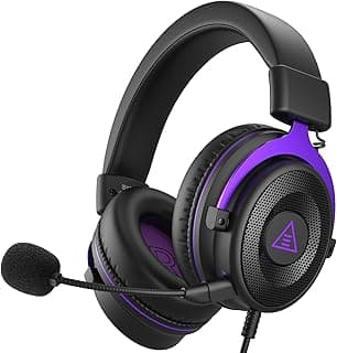 EKSA E900 PC Gaming Headset - PS4 Headset Wired Gaming Headphones with Noise Cancelling Microphone, Over-Ear Headphones Compatible with PS5/PS4, Xbox One, PC, Mac, Computer, Laptop (Purple)