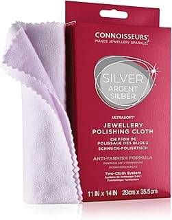 CONNOISSEURS Connoisseurs Silver Polishing Cloth | Ultrasoft Silver Jewellery Cleaning Cloth to Buff & Restore Shine - 100% Cotton Fiber - 28 x 35cm