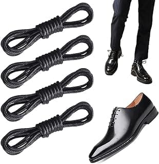 SAMMOO 4 Pairs Formal Cotton Shoelaces, Waxed Round Bootlaces Premium for Oxford Dress Boots Leather Shoes (70 cm) Normal