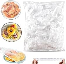 SKY-TOUCH 100pcs Disposable Food Cover Plastic Wrap|Fresh Keeping Bags Food Storage Covers|Plastic Disposable Cling Film|Containers Caps Fridge Storage Kitchen Transparent Saver Bag