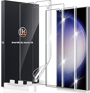 LK 3 Pack for Samsung Galaxy S23 ultra Screen Protector [Not Glass] [Support Fingerprint Unlock] Touch Sensitive, Anti-Scratch 3D Curved Max Coverage Screen Protector for Samsung Galaxy S23 Ultra