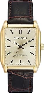 Miykon Vintage Watches for Men | Tank Square Mens Dress Watch with Genuine Leather Strap and Second Hand | Ion Polished, Luminous Hands, Scratch Resistant Glass, Japanese Quartz, 100ft Water Resistant