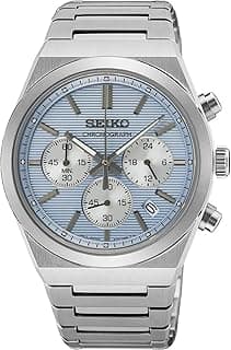 Seiko SSB459P1 Sports Chronograph Wrist Watch for Men, 40 mm Case Size, Silver/Silver