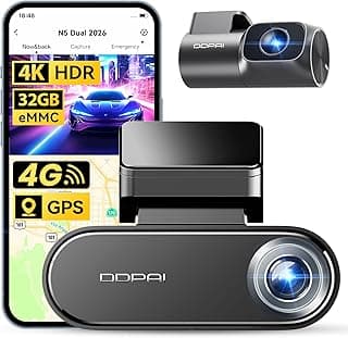 DDPAI Dash Cam Car 4K Front and Back, 2160P+1080P Dashcam Car Camera Built-in 32G eMMC HDR ADAS 5G WiFi6 GPS G-Sensor AI ISP Night Vision 24 Hours Parking Monitor Support 4G, N5 Dual 2026
