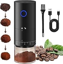 Electric Burr Coffee Grinder,مطحنه قهوه,Portable Coffee Grinder with 38 Externally Adjustable Precision Grind Settings,مطحنة قهوة كهربائية With charging cable and brush (Black)