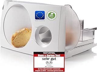 Emerio MS-125000 All-Purpose Slicer, Stainless Steel Knife Unit Made in Germany, Adjustable 0-17 mm, BPA-Free, Space-Saving, Foldable, with Safety Switch, Eco 100 Watt, White