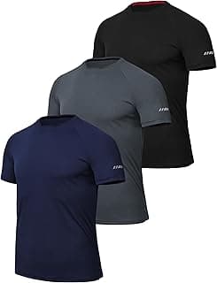 Zoofly Men's Sports T Shirt 3 Pack Gym Activewear Tshirt Quick Dry Running Training Shirt Mens Gym Wear Exercise Top