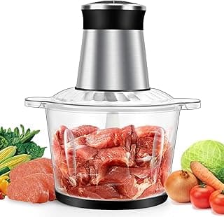SKY-TOUCH Multi Chopper & Mincer,500W Food Grinder Chopper,2 Speed,6 Detachable SS Blades,for Chopping, Ice Crushing, Meat Mincing, Grinding, Pureeing,Anti Slip Ring,3L Working Capacity