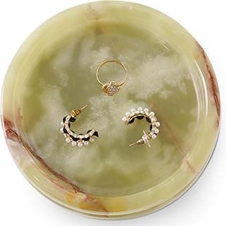 SPESHSTONES Handmade 5 Inch Green Onyx Marble Jewelry Tray – Elegant Ring & Bracelet Holder for Vanity, Dressing Table & Bedroom, Decorative Trinket Dish for Gifts