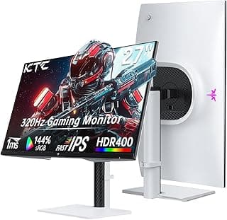KTC Monitor 27-inch White Gaming Monitor WQHD (2560x1440) Fast IPS, 300Hz (Supports 320Hz via Overclocking) 1ms 144% sRGB High Brightness 450cd/m2, Low Blue Light, Flicker-Free, 2 x HDMI, 1 x DP H27E6