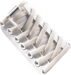 ASKIND Elastic No Tie Shoelaces, 1 Pair Semicircle Shoe Laces Quick Lazy Metal Lock Laces Shoe Strings, System With Elastic Shoe Laces, One Size Fits All Kids & Adult (Beige)
