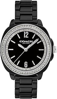 COACH Three Hand Quartz Movement Watch for Women KITT Collection with Black Ceramic Bracelet - 14504564