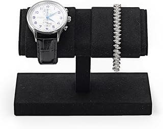 Woodten Woodten Double Watch Display with Microfiber Lining for Men Women Jewelry Watch Holder Display for Jewelry Stores, Exhibits(Black)