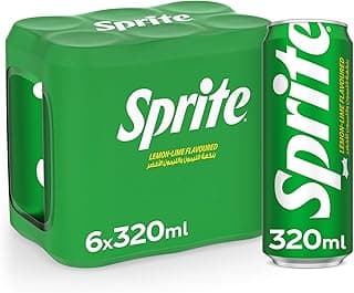 Sprite Regular, Lemon Lime Flavored, Carbonated Soft Drink, Can 320ml, pack of 6