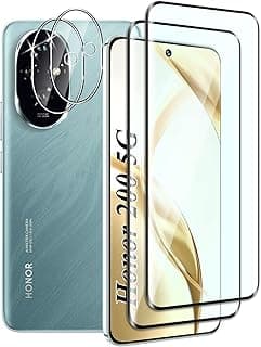 Tempered Glass Compatible with Honor 200 5G,3D Full Screen Protection,9H Hardness,Scratch Resistant,Bubble Free,HD,2 protective films and 2 camera tempered glass