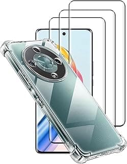 3 Pack for Honor X9B Screen Protector with Clear TPU Phone Case, HD Tempered Glass Film, 9H Tempered Glass Screen Replacement, Anti Scratch Screen Protector Film for Honor X9B